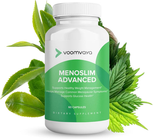 VoomVaya MenoSlim Advanced Menopause Weight Loss Supplements for Women - Hormone Support & Relief for Hot Flashes, Bloating, and Energy - 60 Capsules