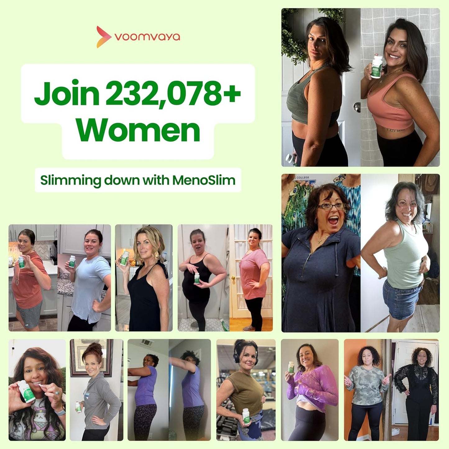 VoomVaya MenoSlim Advanced Menopause Weight Loss Supplements for Women - Hormone Support & Relief for Hot Flashes, Bloating, and Energy - 60 Capsules