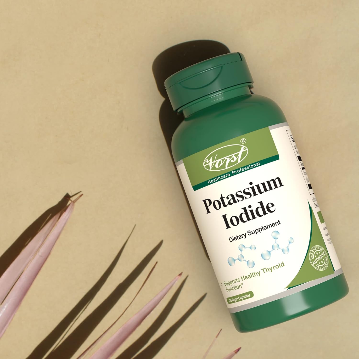 VORST Potassium Iodide 800mcg Capsules - Thyroid Support Supplement for Women & Men - 120 Vegan Capsules - Iodine Source