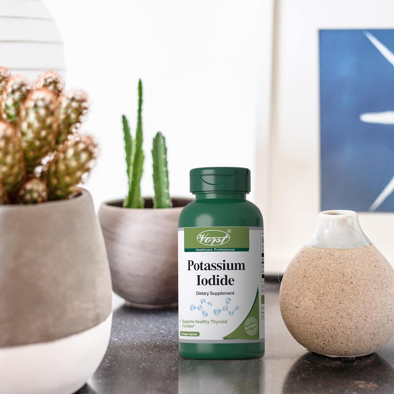 VORST Potassium Iodide 800mcg Capsules - Thyroid Support Supplement for Women & Men - 120 Vegan Capsules - Iodine Source