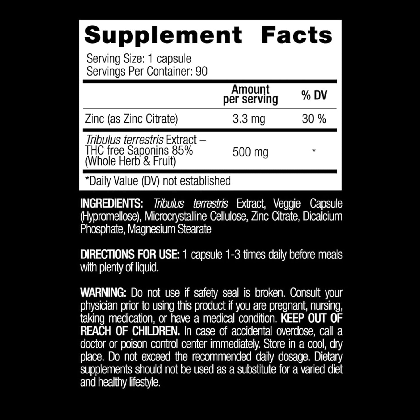 VPLab Ultra Men's Tribulus Terrestris Multivitamin Supplement - Boosts Testosterone & Immune System, 90 Capsules