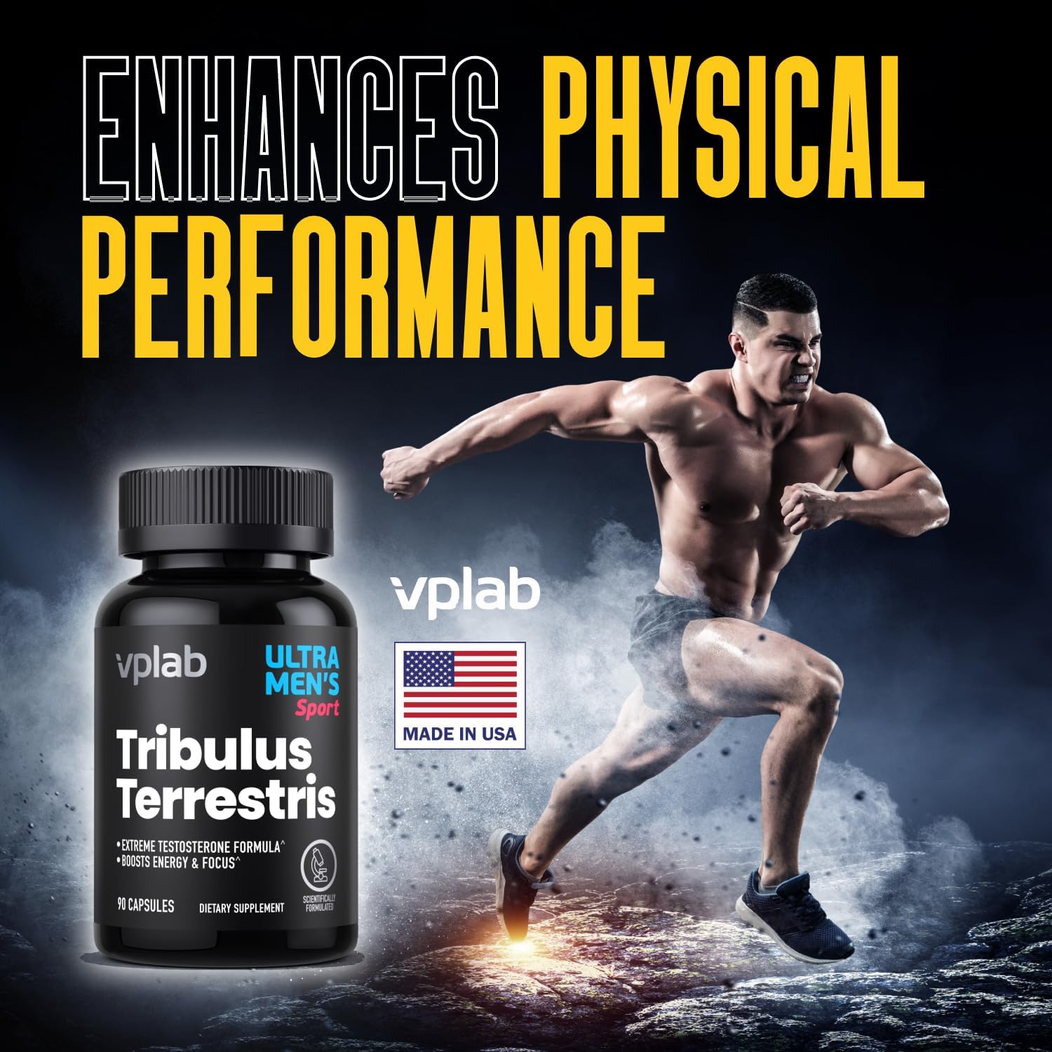 VPLab Ultra Men's Tribulus Terrestris Multivitamin Supplement - Boosts Testosterone & Immune System, 90 Capsules