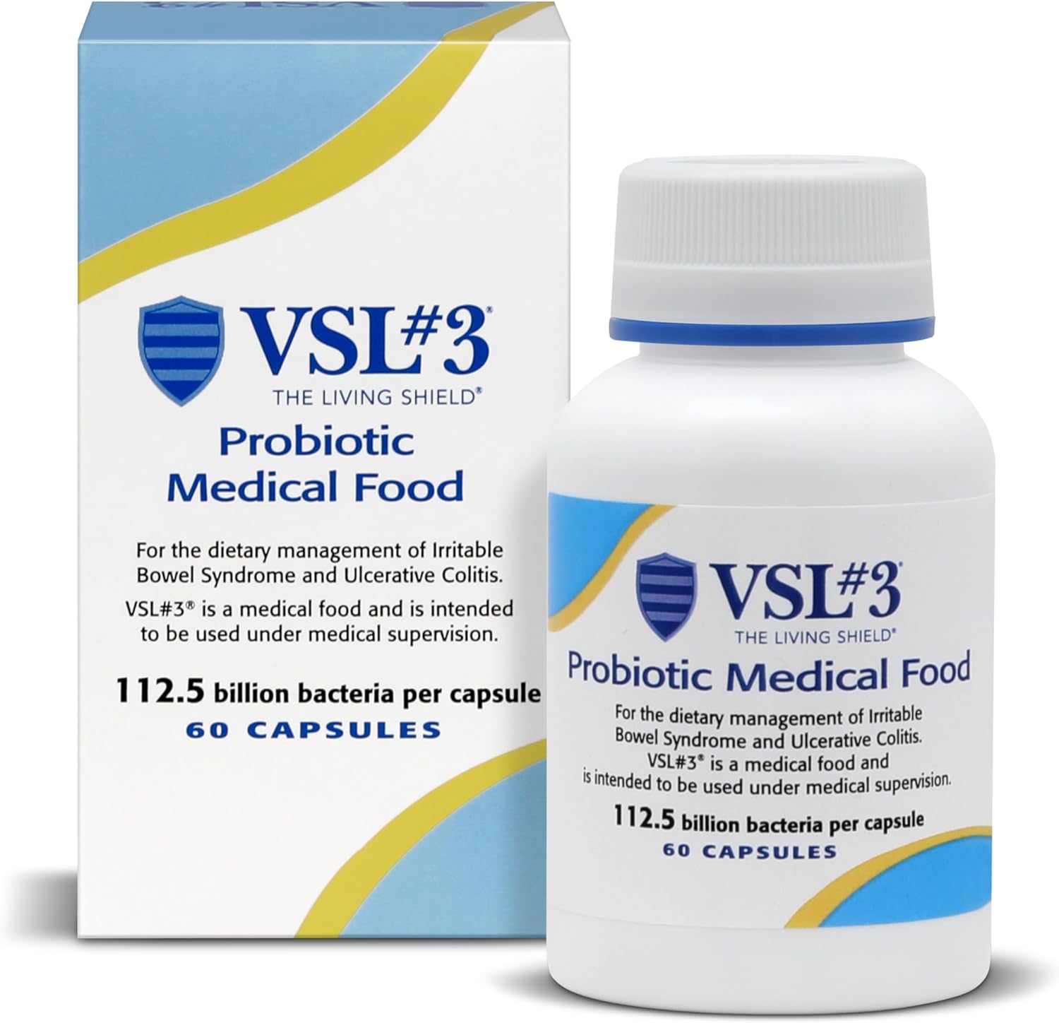 VSL #3 Probiotics: High-Potency Gut Health Support for Men & Women - 112.5B CFUs, Multi-Strain, Live & Refrigerated - 60 Capsules