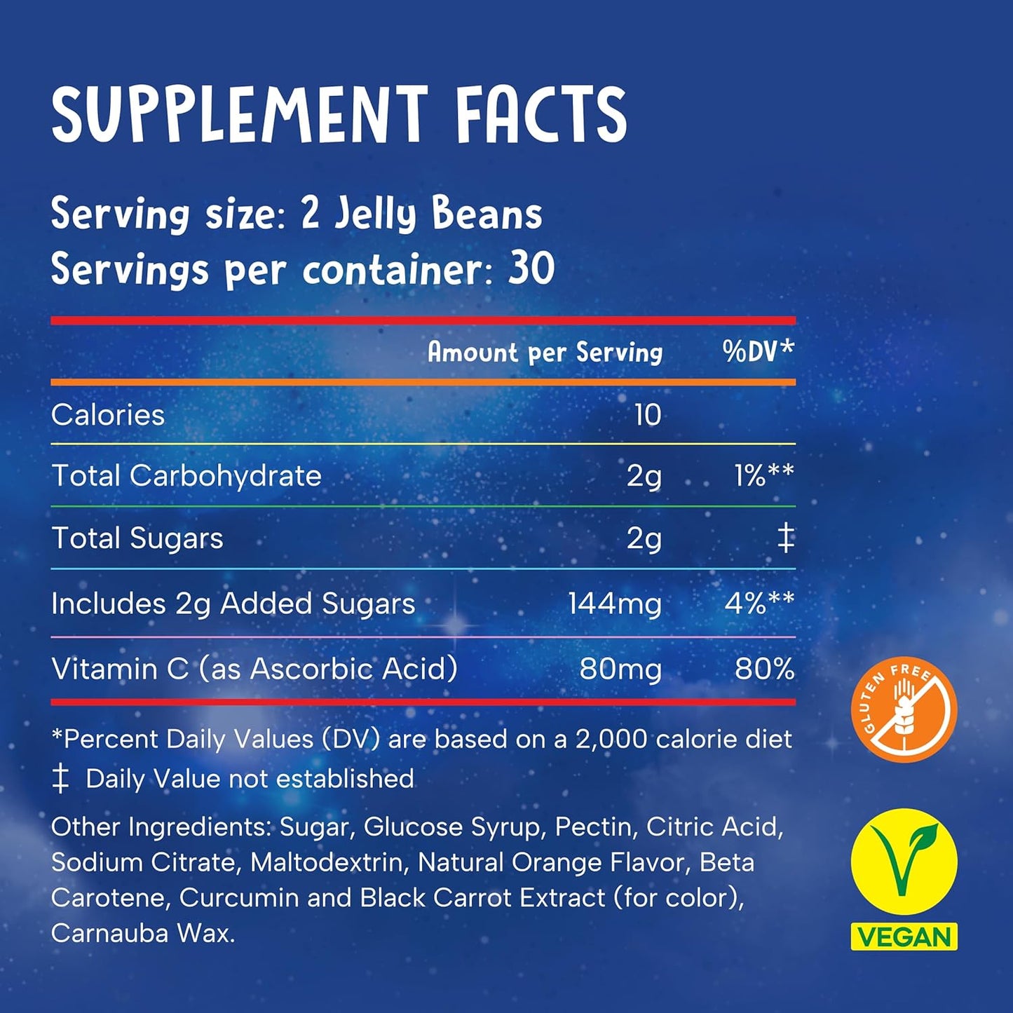 Wade & Celine's Super Beans Vitamin C Jelly Beans - 80mg Immune Support Gummies for Kids - Vegan & Gluten Free - Natural Orange Flavor - 60 Count