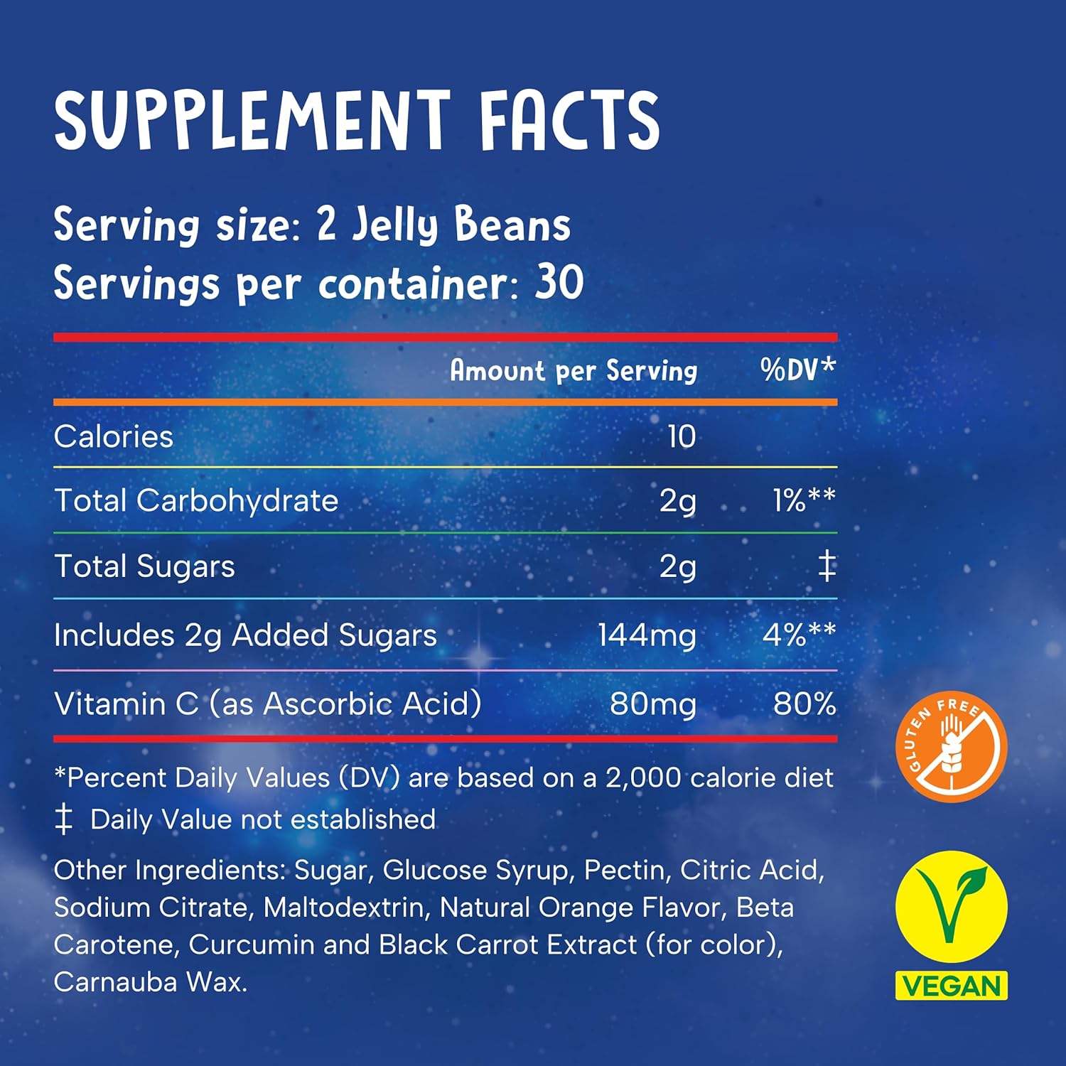 Wade & Celine's Super Beans Vitamin C Jelly Beans - 80mg Immune Support Gummies for Kids - Vegan & Gluten Free - Natural Orange Flavor - 60 Count