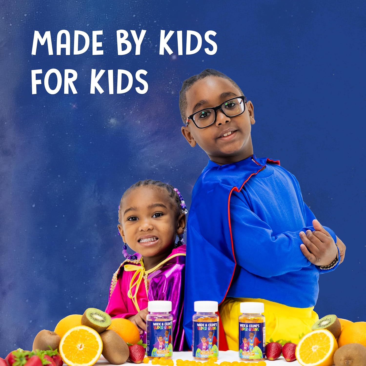 Wade & Celine's Super Beans Vitamin C Jelly Beans - 80mg Immune Support Gummies for Kids - Vegan & Gluten Free - Natural Orange Flavor - 60 Count