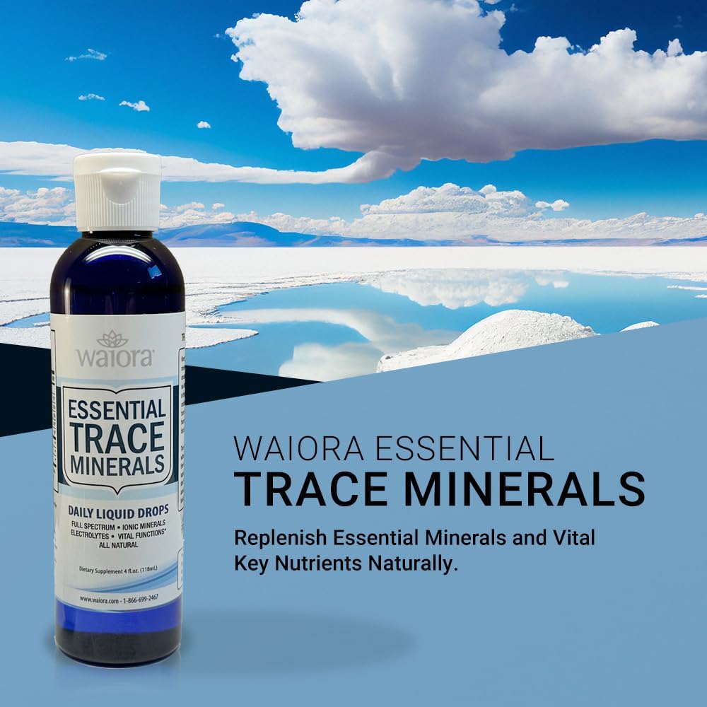 Waiora Essential Trace Minerals - Replenish Key Minerals, Support Body Functions, pH Balance, Electrolytes - 2 Bottles, 96 Servings