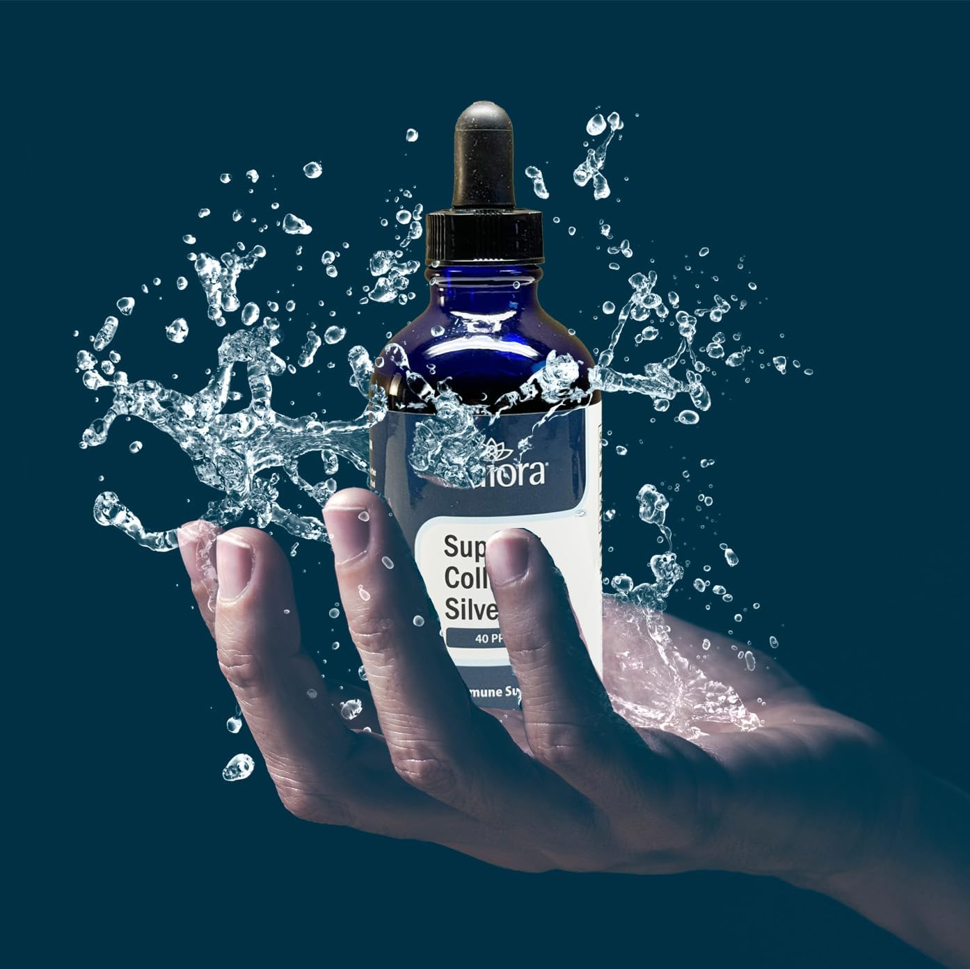 Waiora Superior Colloidal Silver Liquid Mineral Supplement 40 PPM in Blue Glass Bottle - Immune Support (1 bottle/22 servings)