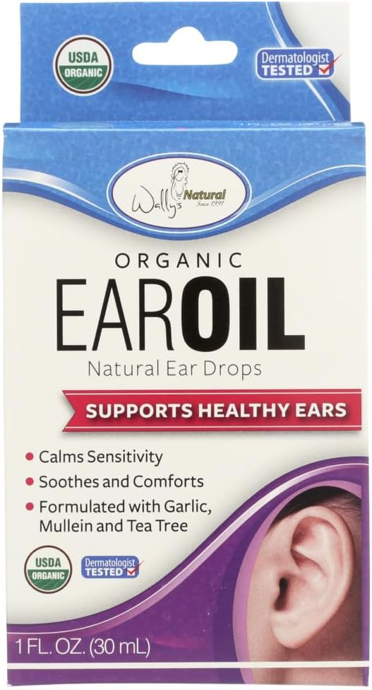 Wally's Natural Organic Ear Oil with Garlic and Mullein, 1 fl oz - Pack of 2