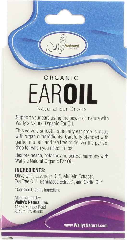 Wally's Natural Organic Ear Oil with Garlic and Mullein, 1 fl oz - Pack of 2