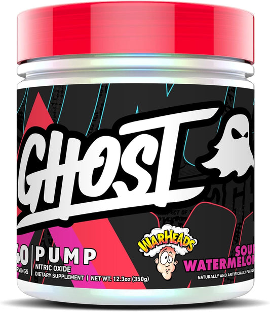 Warheads Sour Watermelon GHOST Pump Nitric Oxide Powder - 40 Servings - Stim-Free Pre-Workout with L-Citrulline & Arginine Nitrate