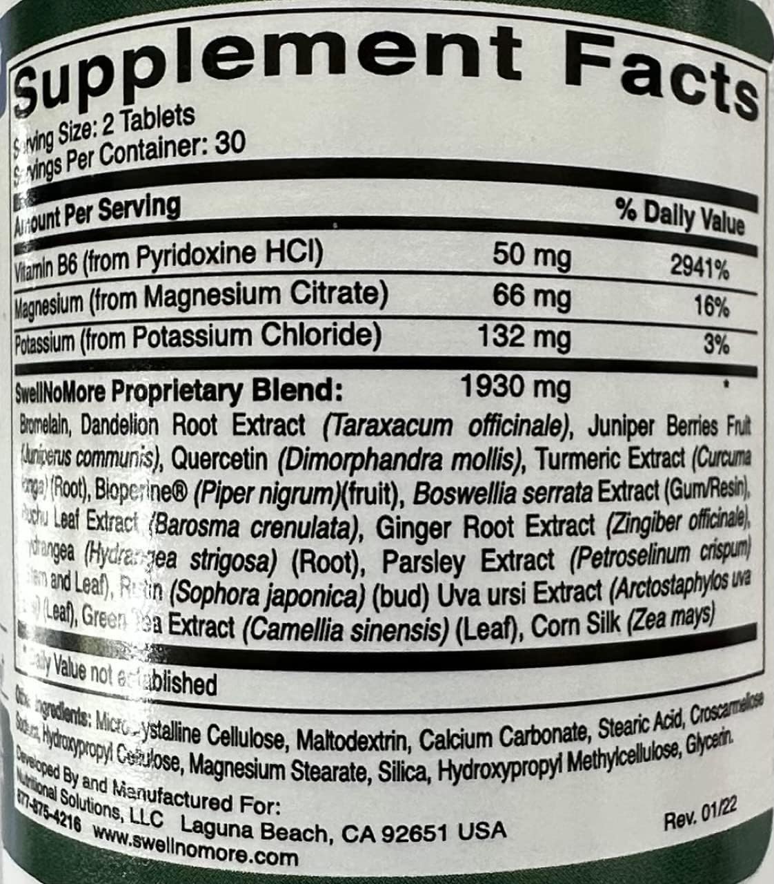 Water Retention Relief Supplement, 60 Tablets, Reduce Puffiness and Swelling, Natural Dietary Support
