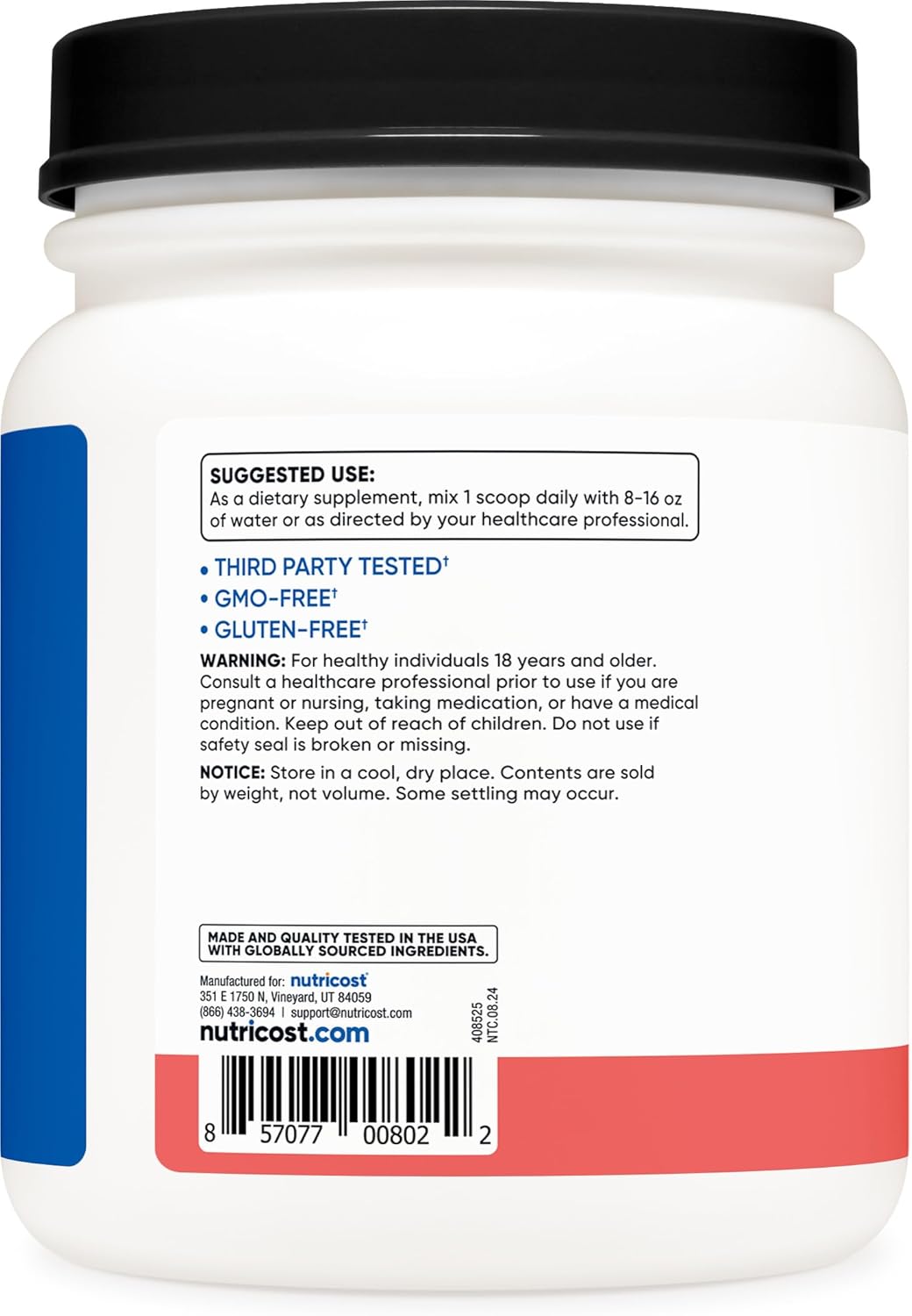 Watermelon BCAA Powder - 90 Servings, Optimal 2:1:1 Ratio by Nutricost