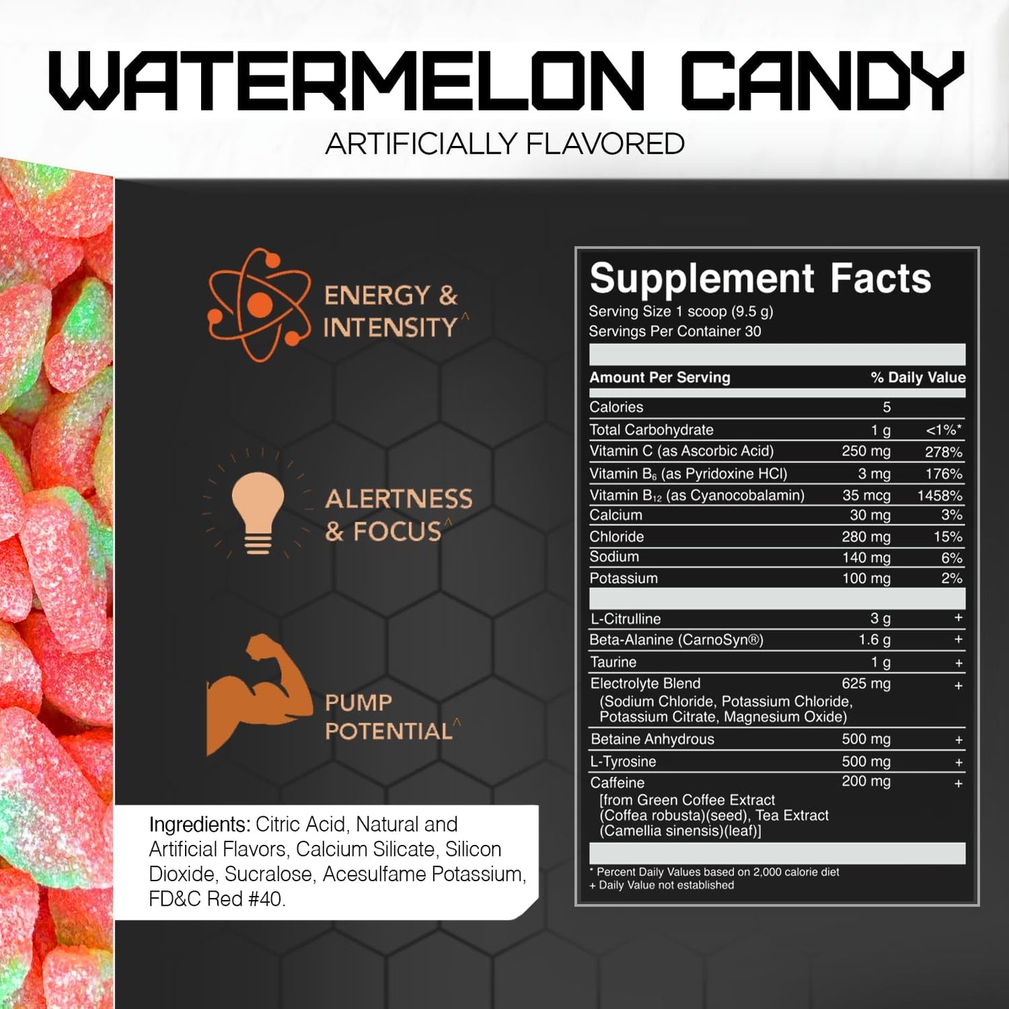 Watermelon Candy Rival Nutrition Powder Burn - 10.1 oz for Weight Loss and Energy Boost