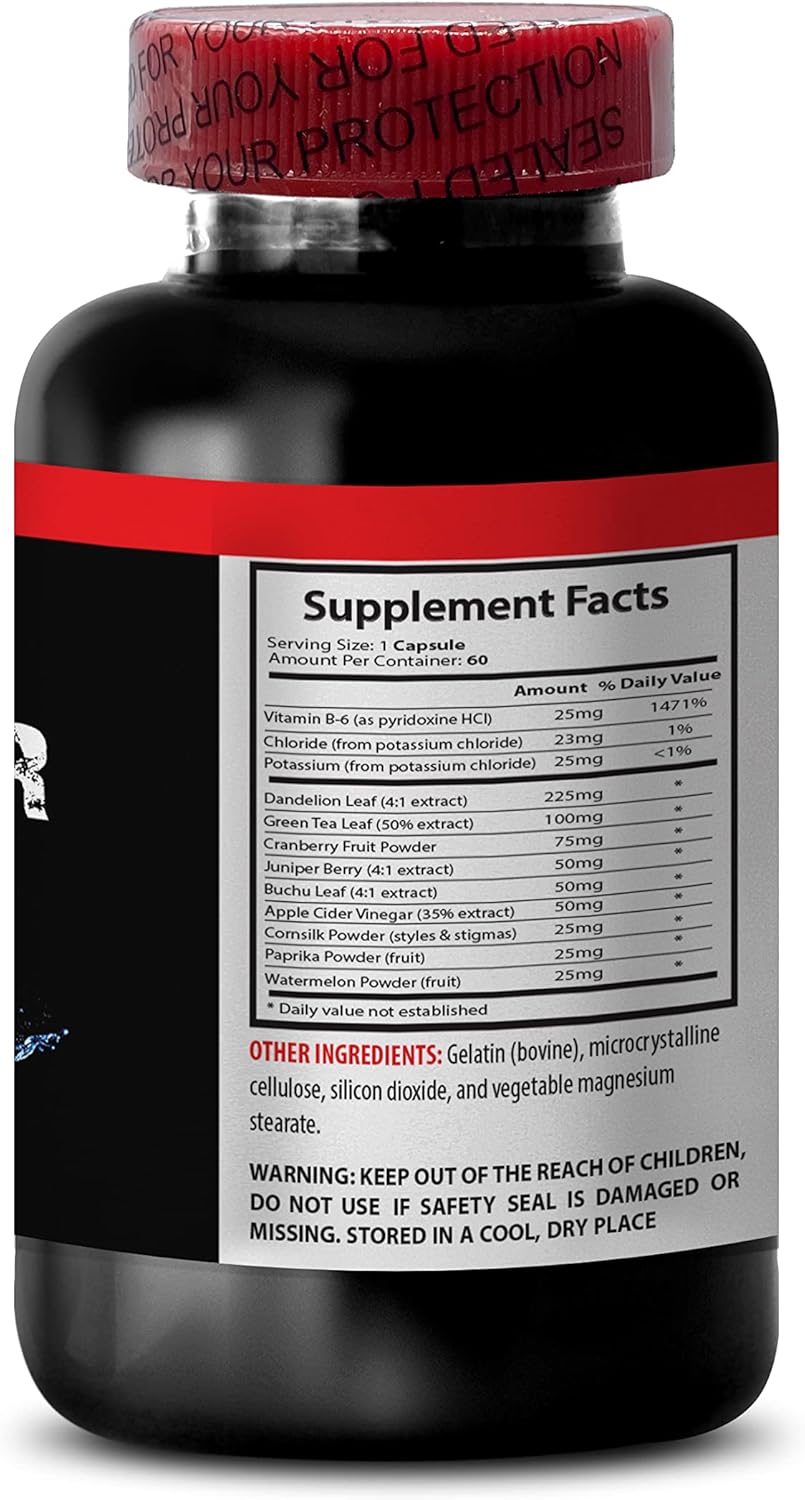 Watermelon & Dandelion Diuretic Pills for Water Retention - Natural Diuretic Supplements for Legs & Feet - 60 Capsules