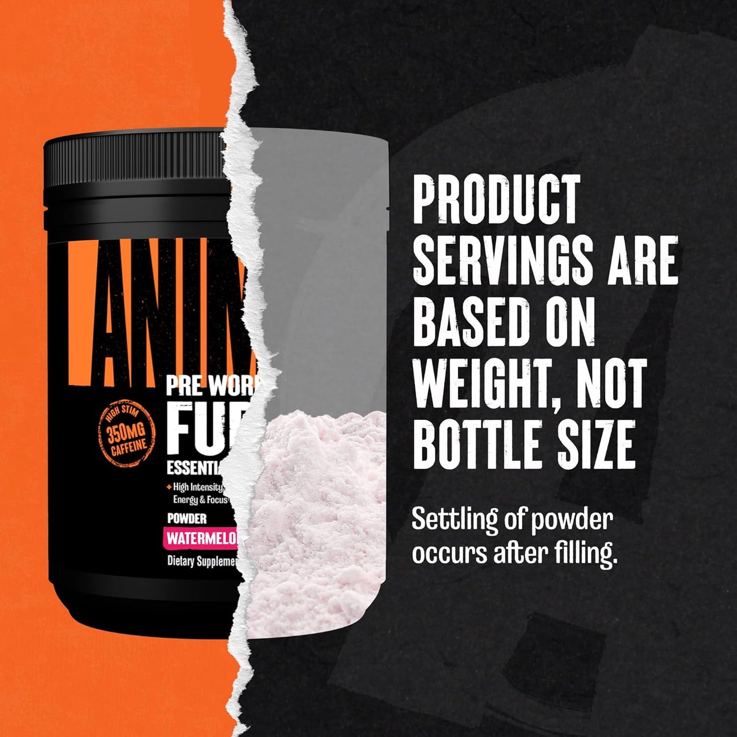 Watermelon Flavored Animal Fury Pre Workout Powder - Energy and Focus Supplement with BCAAs and Caffeine - Nitric Oxide Booster for Men and Women - 30 Servings