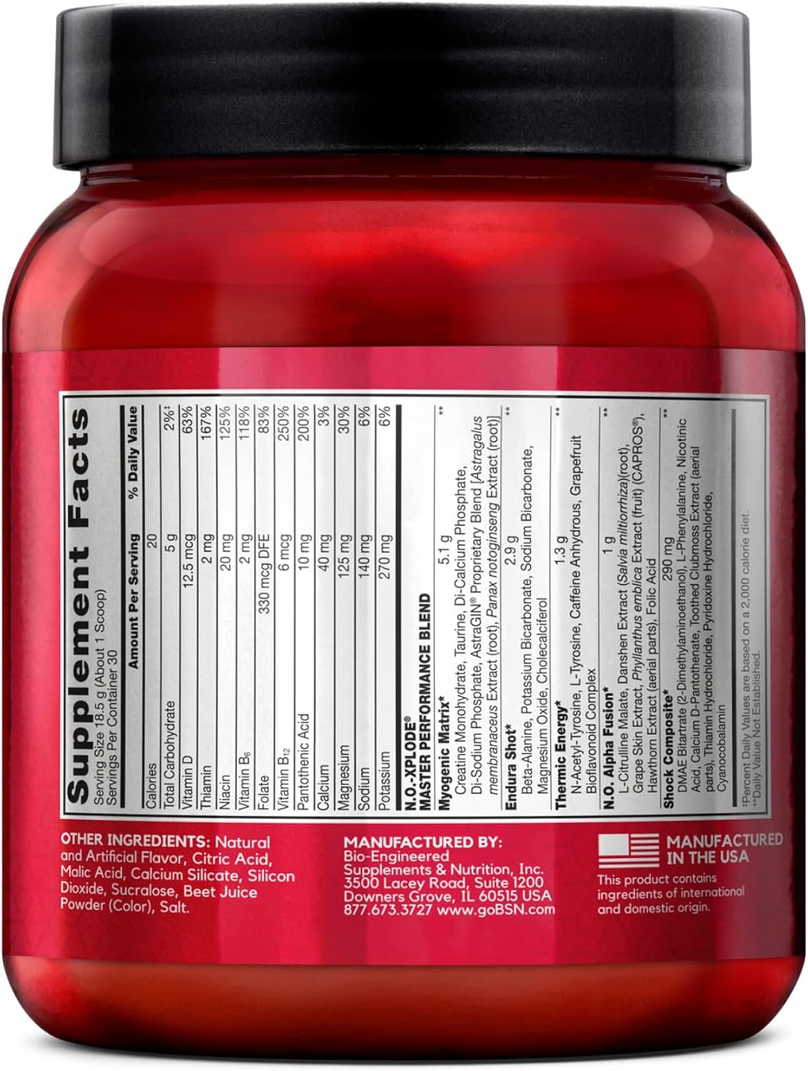 Watermelon Flavored BSN N.O.-XPLODE Pre Workout Powder with Creatine and Beta-Alanine - Energy Supplement for Men and Women, 30 Servings
