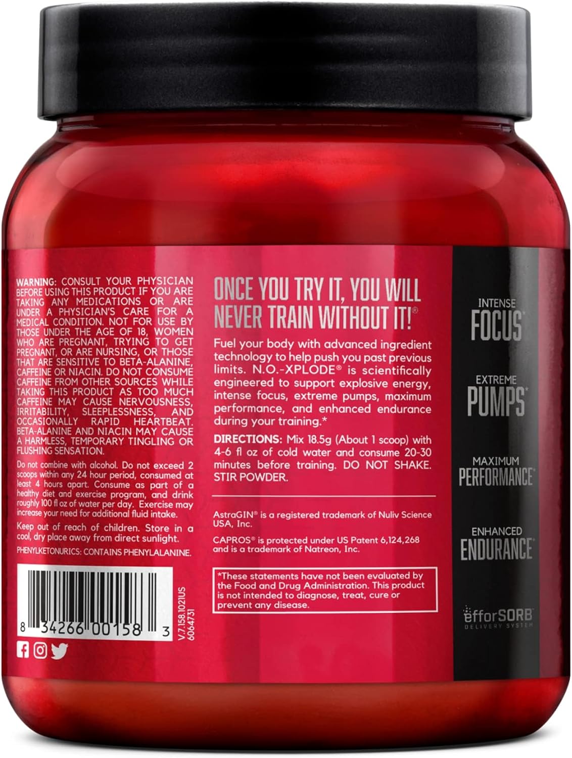 Watermelon Flavored BSN N.O.-XPLODE Pre Workout Powder with Creatine and Beta-Alanine - Energy Supplement for Men and Women, 30 Servings