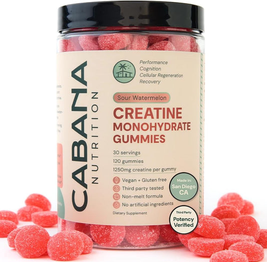 Watermelon Flavored Creatine Gummies - Muscle Gain Supplement for Men & Women - Boost Energy & Focus - 120 Count