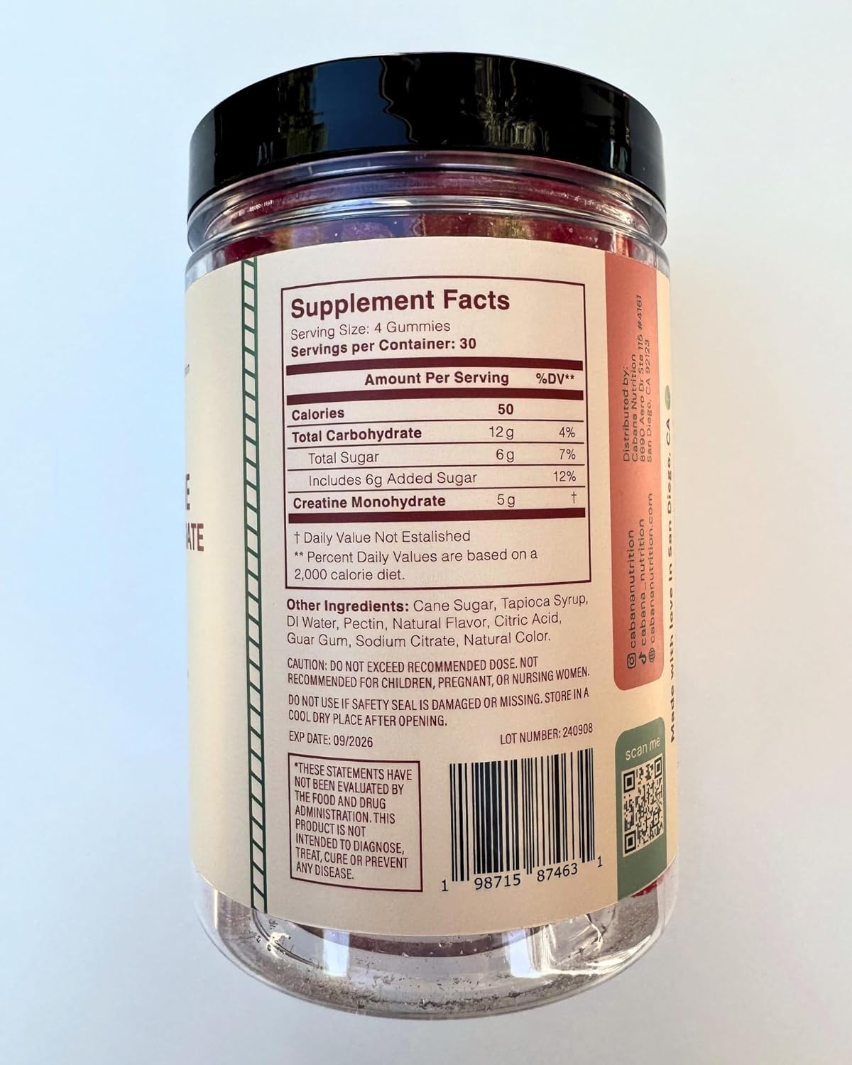 Watermelon Flavored Creatine Gummies - Muscle Gain Supplement for Men & Women - Boost Energy & Focus - 120 Count