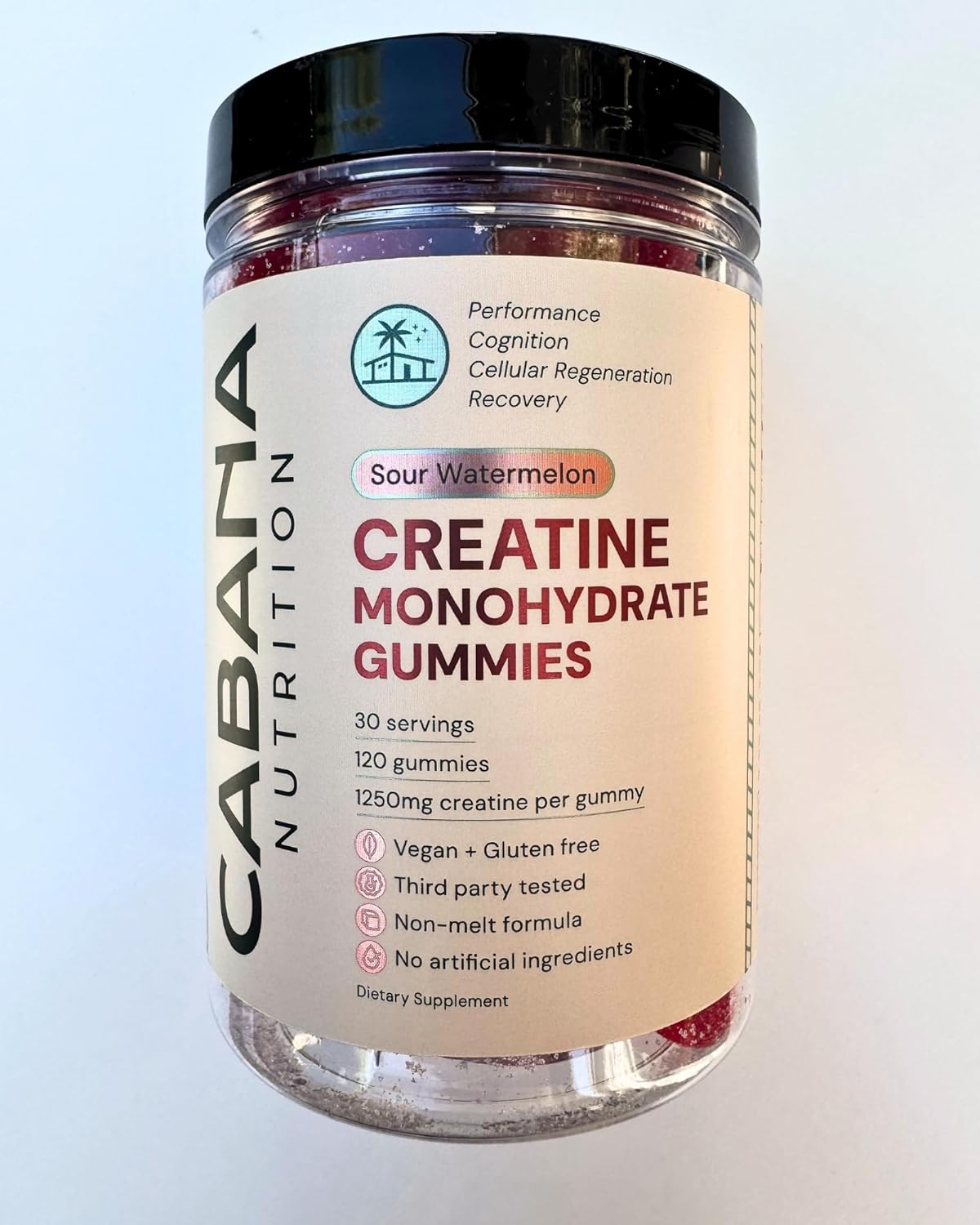 Watermelon Flavored Creatine Gummies - Muscle Gain Supplement for Men & Women - Boost Energy & Focus - 120 Count