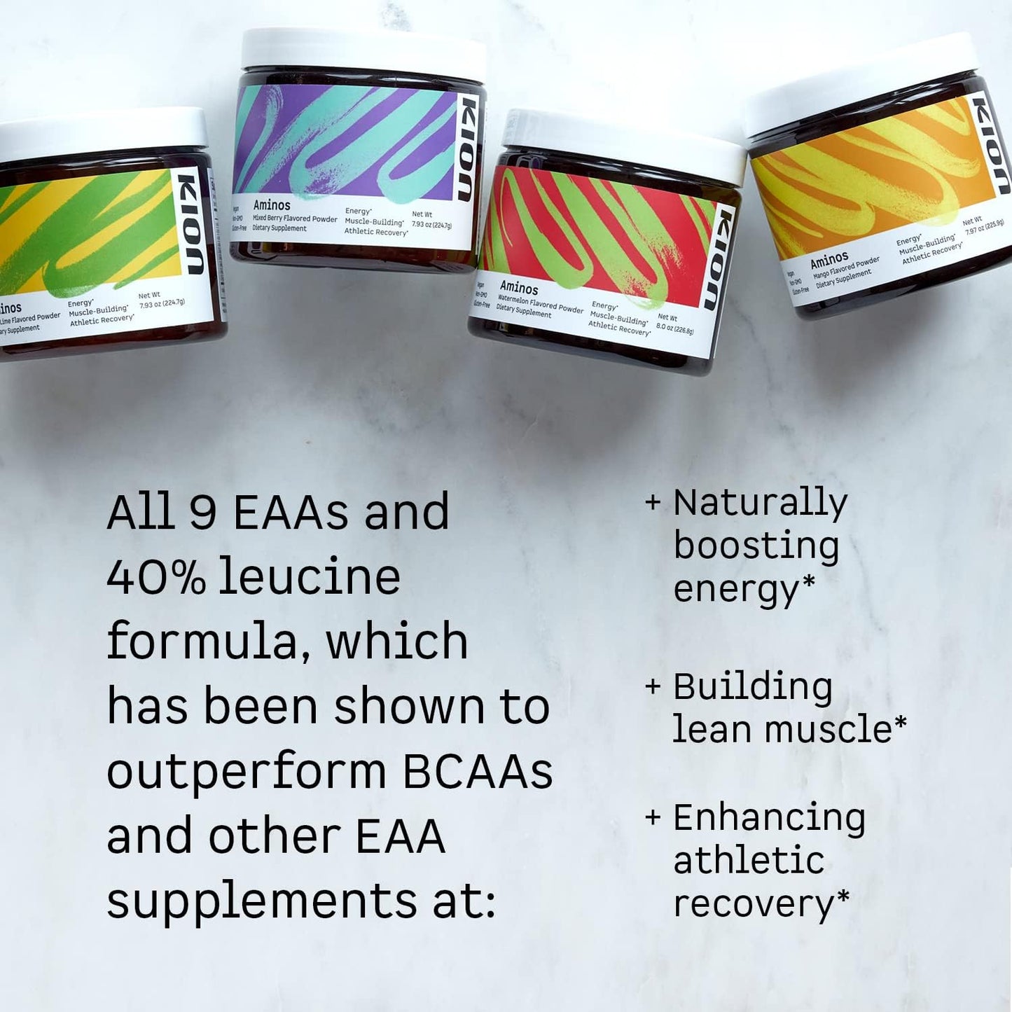 Watermelon Flavored Kion Aminos Essential Amino Acids Powder - Muscle Recovery & Energy Supplement - 30 Servings