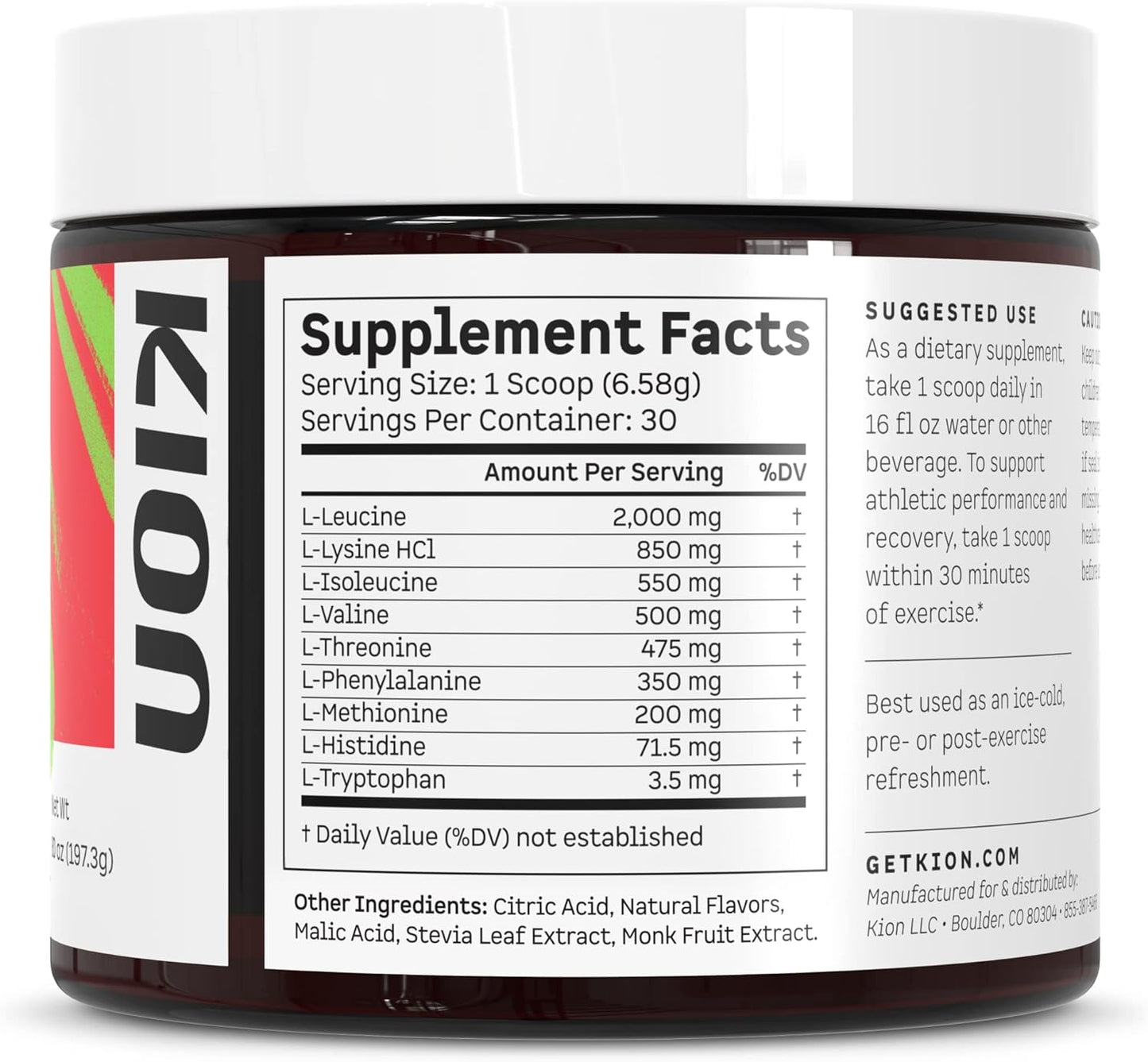 Watermelon Flavored Kion Aminos Essential Amino Acids Powder - Muscle Recovery & Energy Supplement - 30 Servings