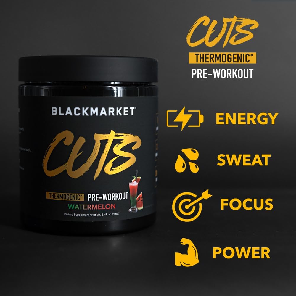 Watermelon Flavored Pre Workout Energy Drink Mix for Muscle Definition - Creatine Free Powdered Drink Mix, Thermogenic Formula for Men & Women - 30 Servings