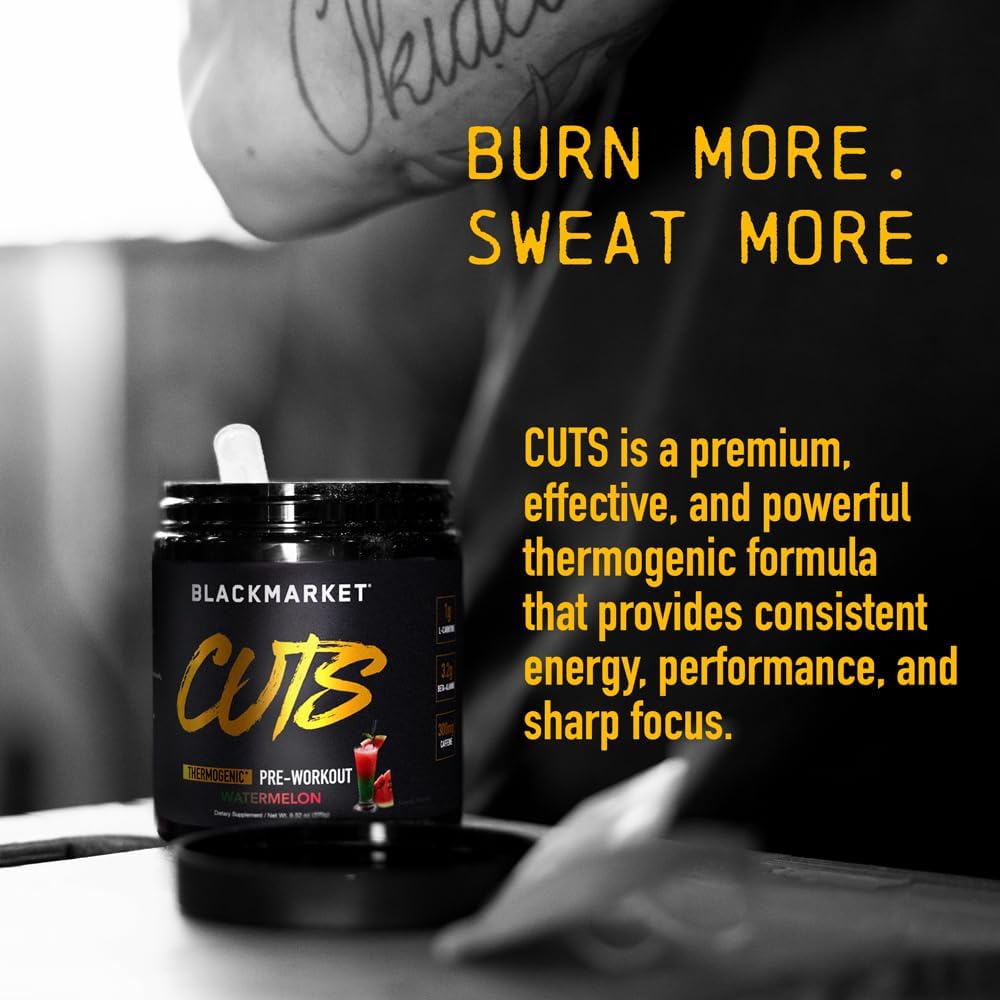 Watermelon Flavored Pre Workout Energy Drink Mix for Muscle Definition - Creatine Free Powdered Drink Mix, Thermogenic Formula for Men & Women - 30 Servings