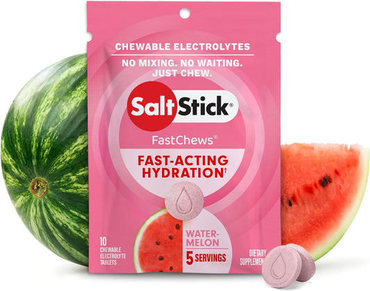 Watermelon Flavored SaltStick Fastchew Electrolyte Replacement Tablets - 10 Count Pack for Rehydration