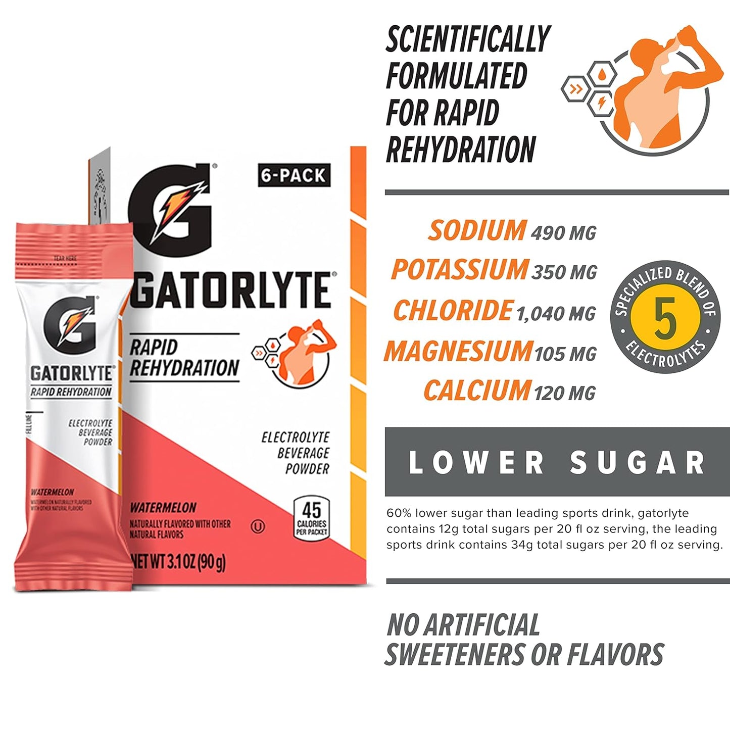 Watermelon Gatorlyte Powder - 48 Pack, Makes 20 Fl Oz Each