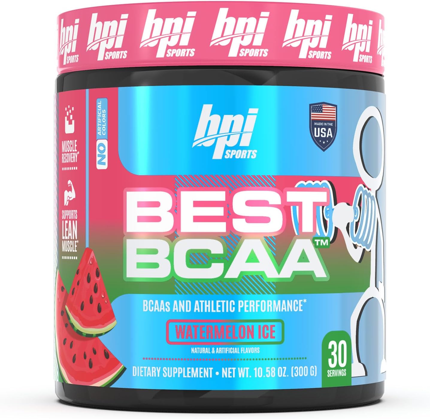 Watermelon Ice BPI Sports Best BCAA Powder for Post-Workout Hydration & Recovery - 30 Servings