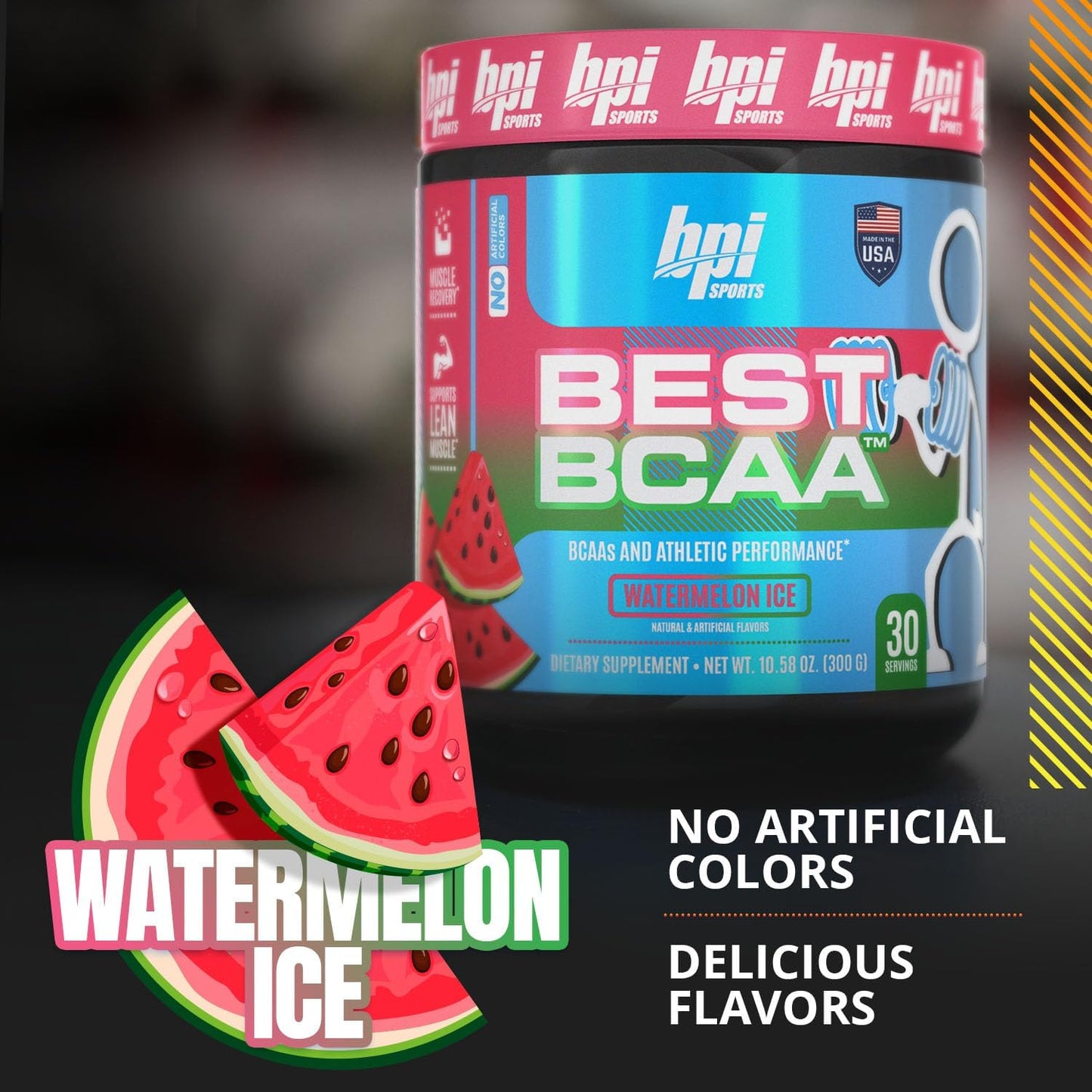 Watermelon Ice BPI Sports Best BCAA Powder for Post-Workout Hydration & Recovery - 30 Servings