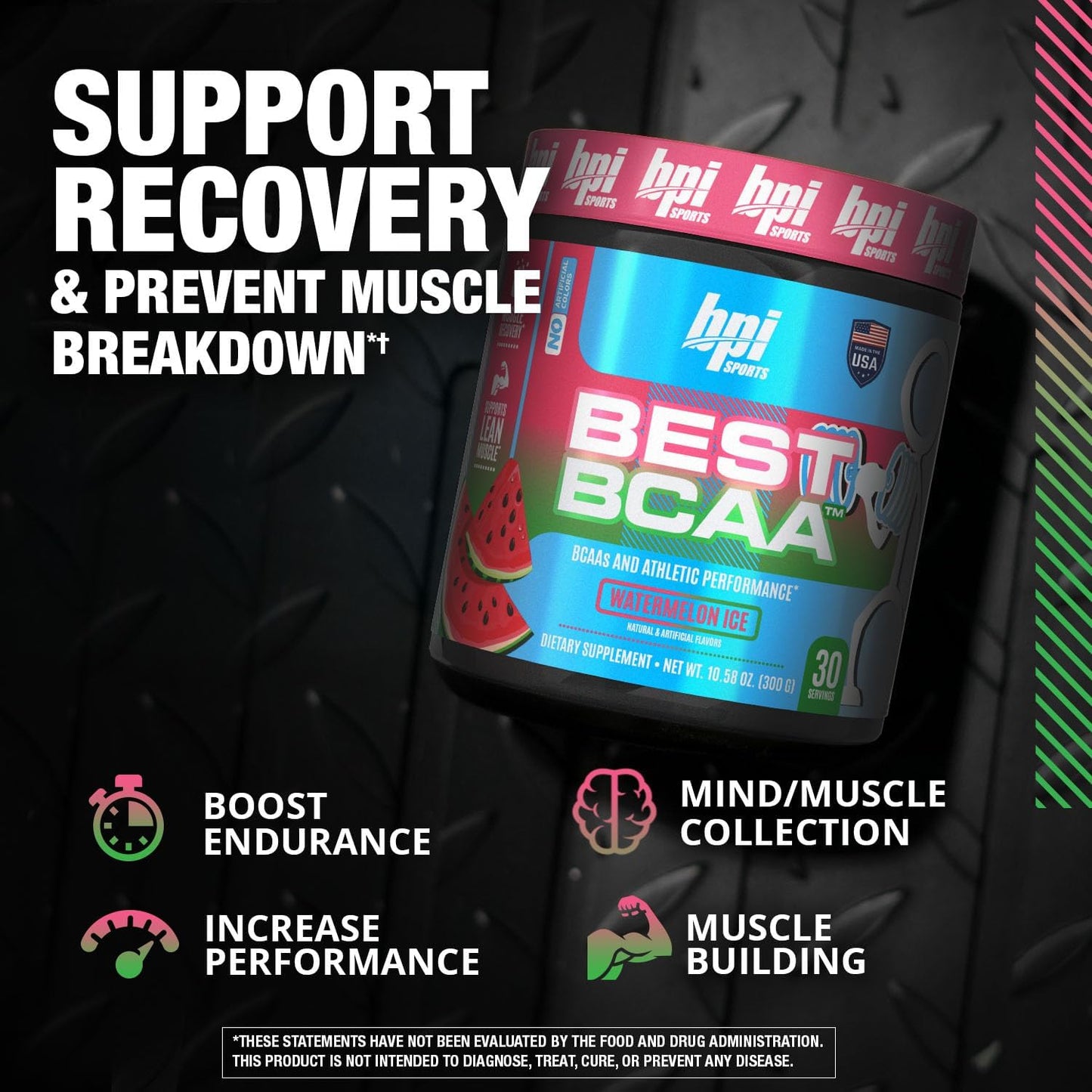 Watermelon Ice BPI Sports Best BCAA Powder for Post-Workout Hydration & Recovery - 30 Servings