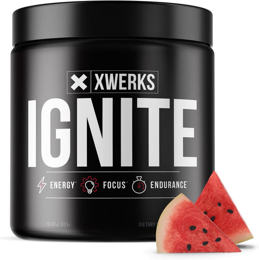 Watermelon Pre-Workout Powder for Men and Women | Xwerks Ignite with Explosive Energy | Gluten-Free, Keto-Friendly Blend for Endurance | 150mg Caffeine | 30 Servings