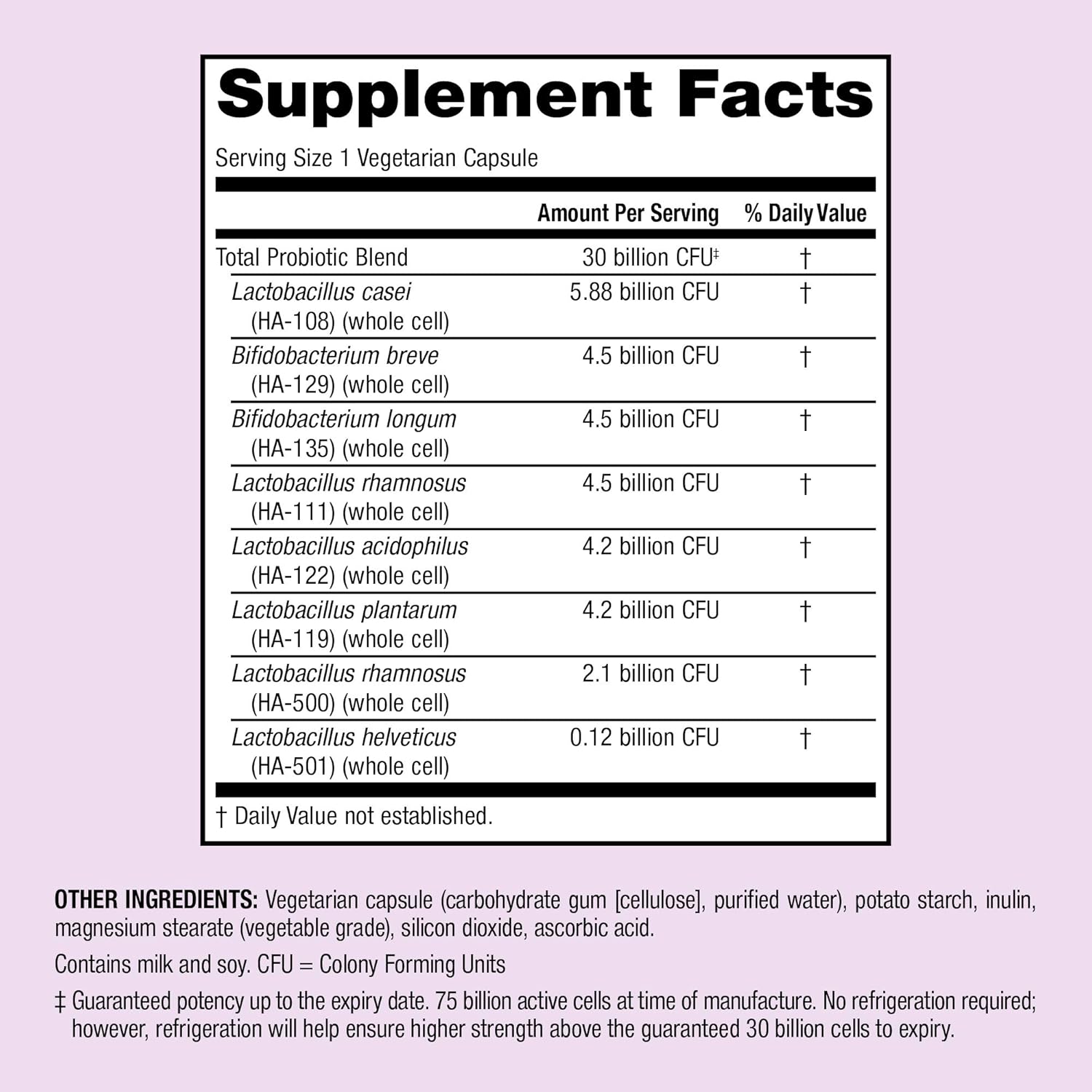 Webber Naturals High Potency Probiotics 30 Billion CFU for Men, Women & Adults - Shelf Stable, 8 Strains, 30 Veg Capsules
