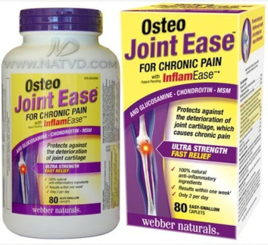 Webber Naturals Osteo Joint Ease™ with InflamEase™, Glucosamine Chondroitin MSM - 80 Easy-Swallow Caplets for Joint Health