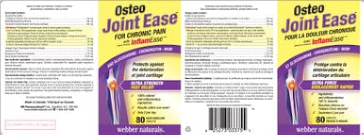 Webber Naturals Osteo Joint Ease™ with InflamEase™, Glucosamine Chondroitin MSM - 80 Easy-Swallow Caplets for Joint Health