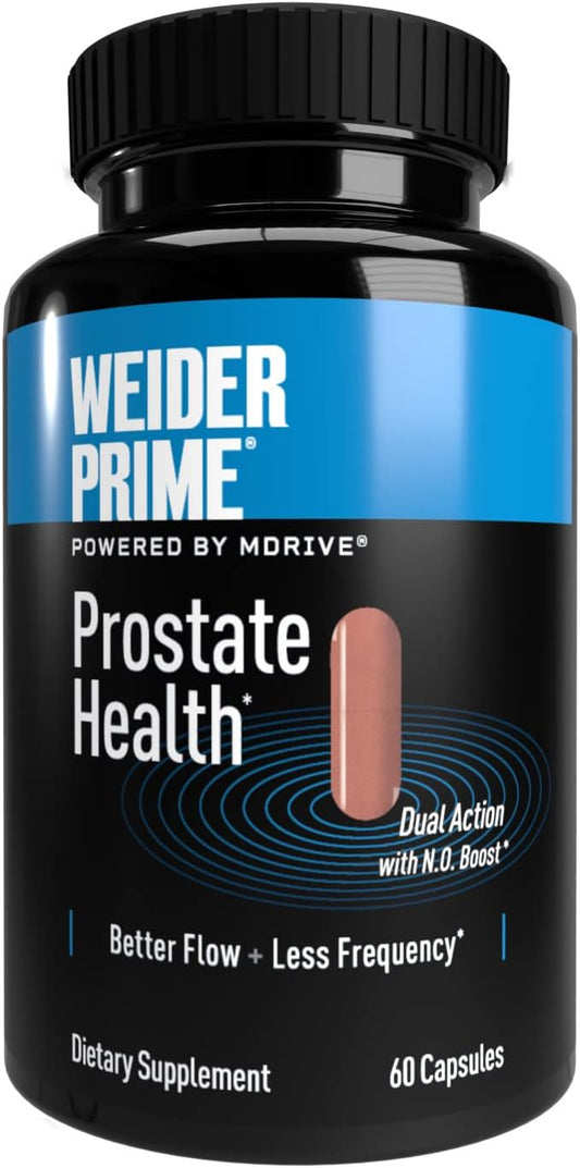 Weider Prime Dual Action Prostate Health Supplement for Men - Supports Urinary Flow and Frequency, 60 Capsules
