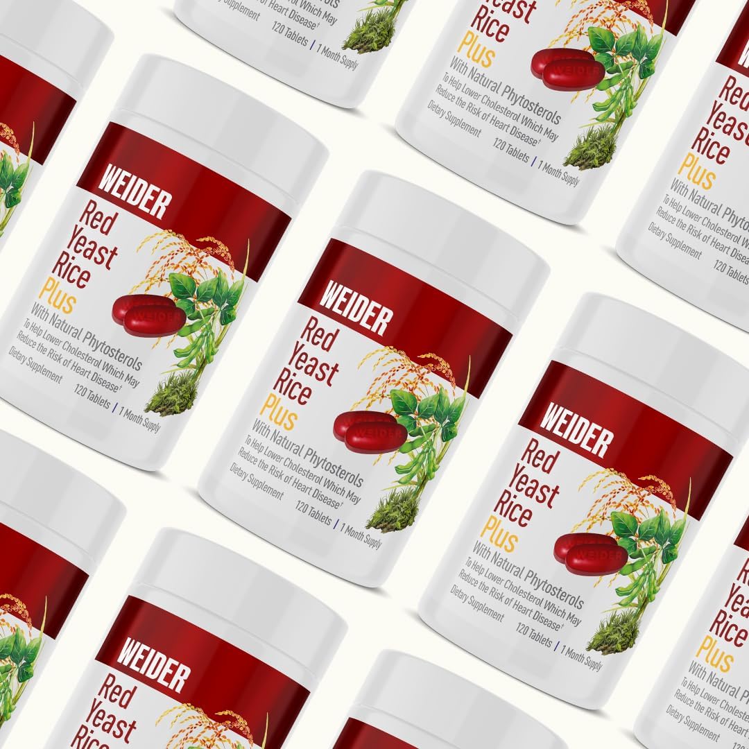Weider Red Yeast Rice Plus 1200mg with 850mg Natural Phytosterols - Gluten-Free - 30 Day Supply