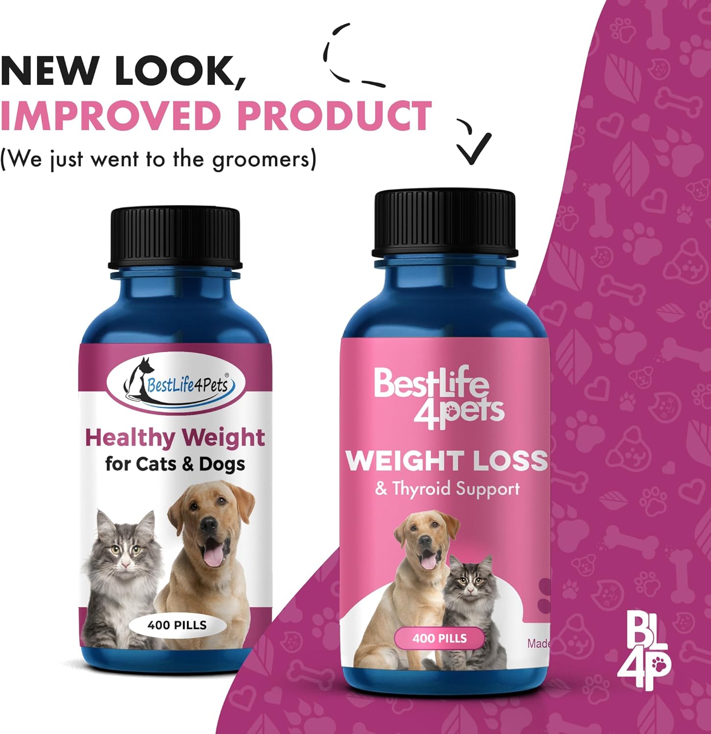 Weight & Thyroid Support for Dogs and Cats - Natural Hunger Control & Metabolism Aid, Optimal Thyroid Function, 400 Pills