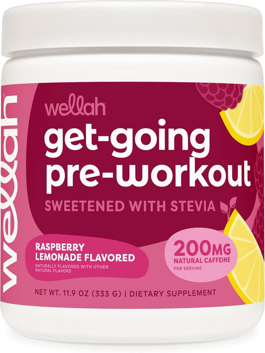 Wellah Get-Going Pre-Workout Drink Mix - Raspberry Lemonade Flavor, 30 Servings