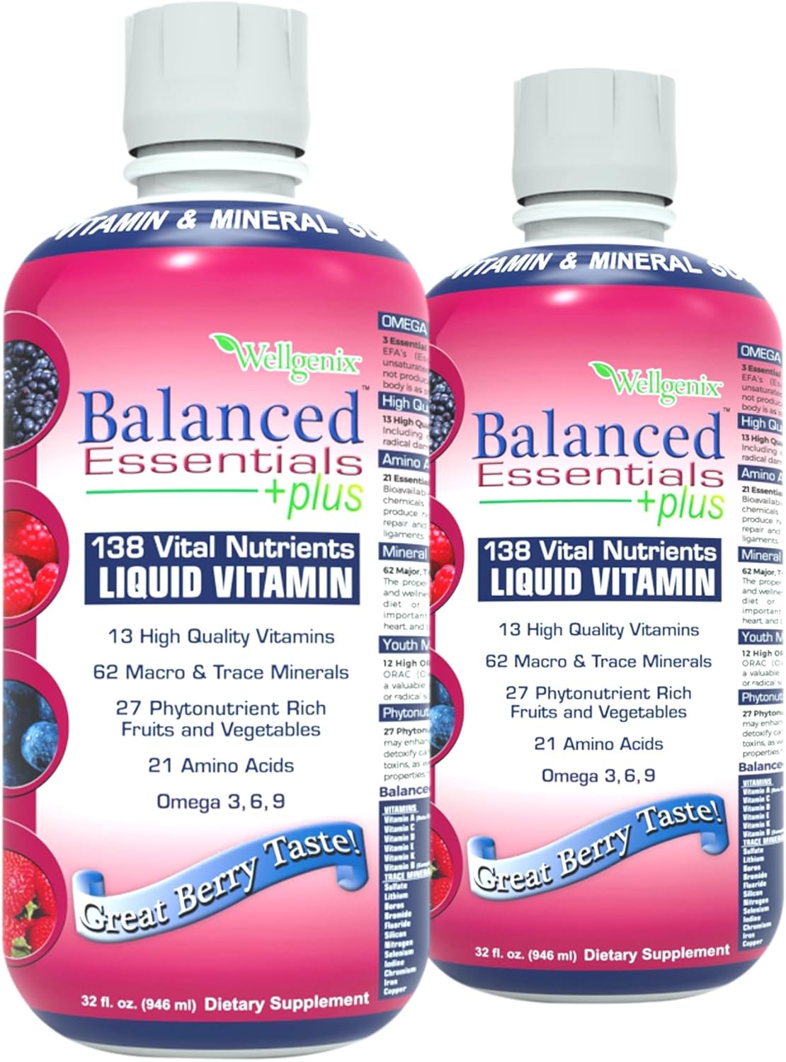 Wellgenix Balanced Essentials Liquid Nutritional Supplement 2-Pack Very Berry - 32 Ounces