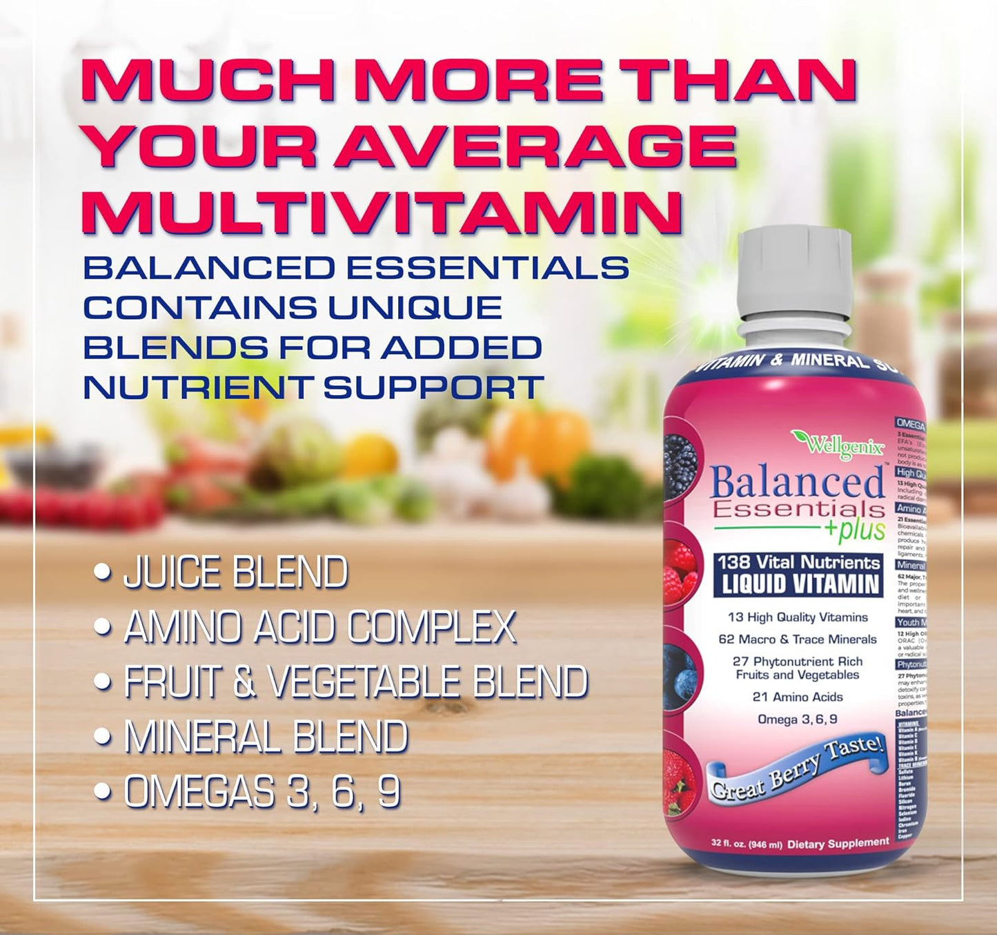 Wellgenix Balanced Essentials Liquid Nutritional Supplement 2-Pack Very Berry - 32 Ounces