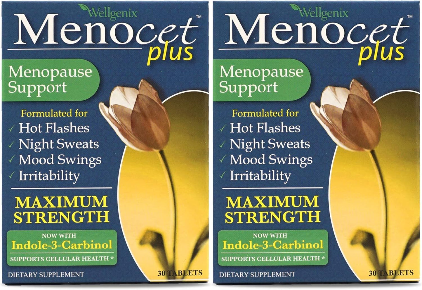 Wellgenix Menocet Plus Menopause Support - Complete Relief Supplement for Hot Flashes, Night Sweats, Mood Swings & Irritability - 60 Tablets