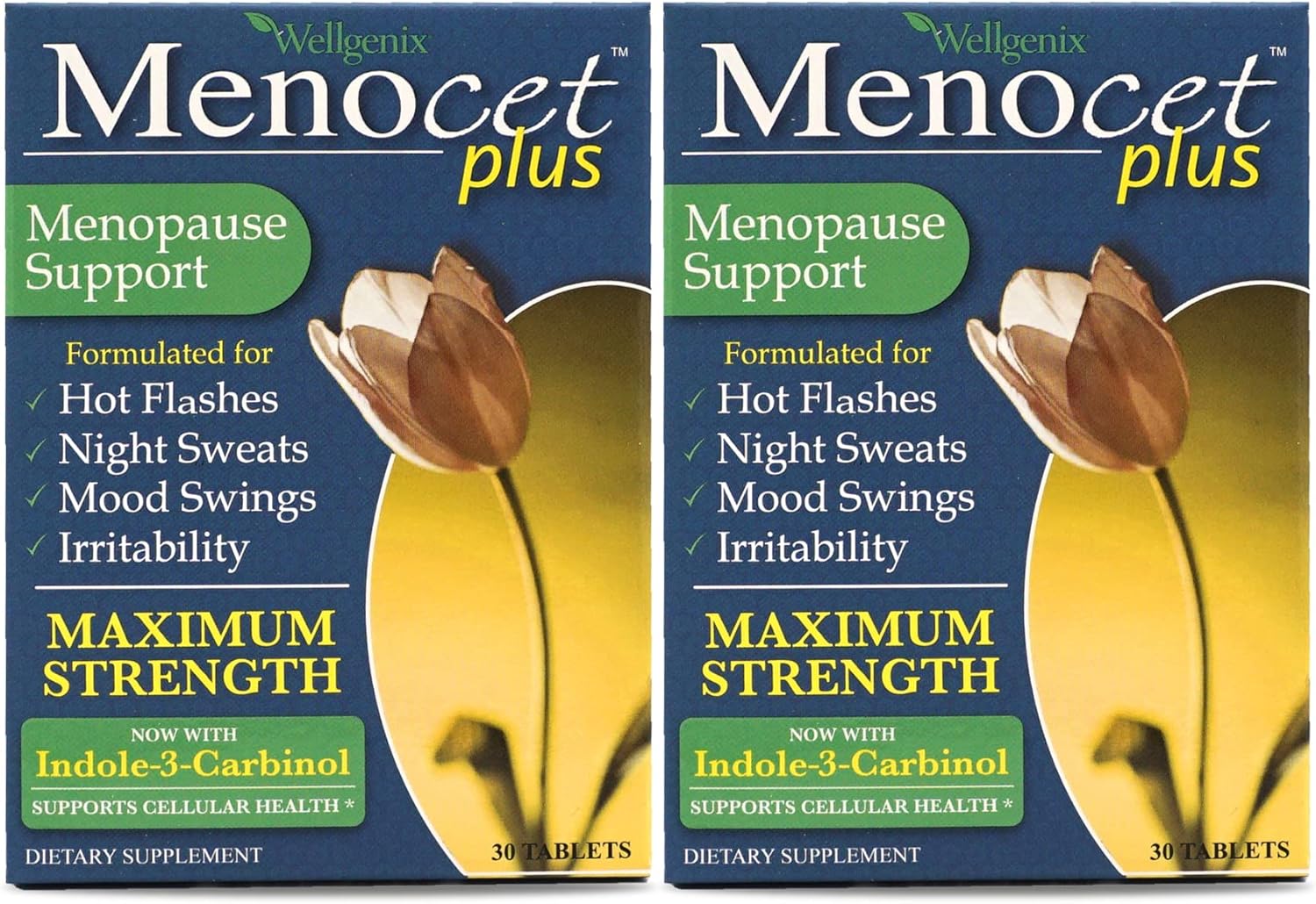 Wellgenix Menocet Plus Menopause Support - Complete Relief Supplement for Hot Flashes, Night Sweats, Mood Swings & Irritability - 60 Tablets