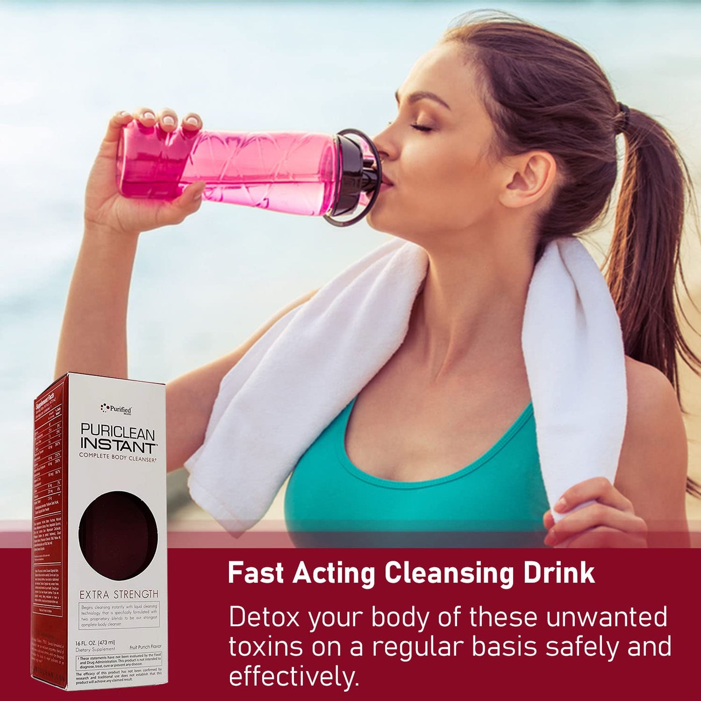 Wellgenix Puriclean Instant Complete Body Cleanser - 16 Fl Oz Fruit Punch Detox Drink, Premium Herbal Cleanse Support - One Hour Detox Supplement