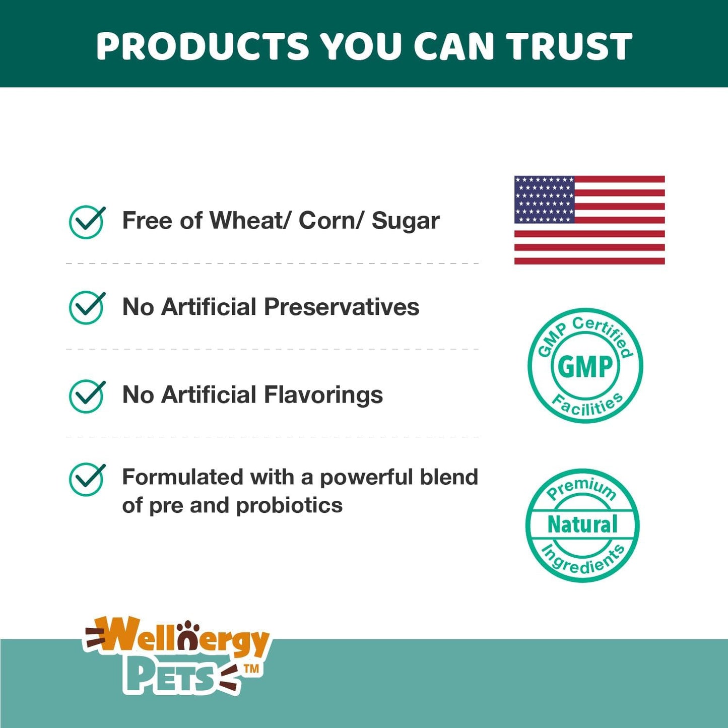 Wellnergy Pets Daily Probiotic Soft Chews for Dogs & Cats - Digestive Support for Diarrhea, Constipation, Upset Stomach, Indigestion & Gas - Promotes Digestion, Skin Health & Immune System - 70ct