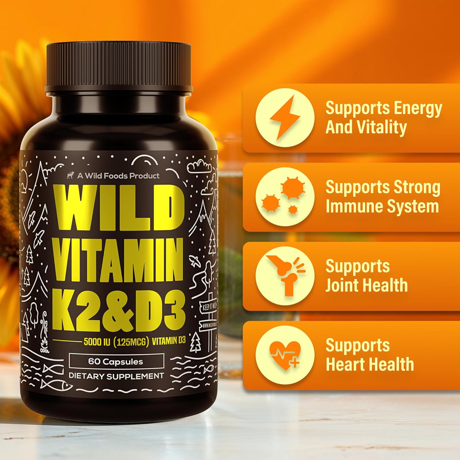 Wellness Bundle: KSM 66 Ashwagandha, Magnesium Complex, Vitamin D3K2 - 240 Capsules