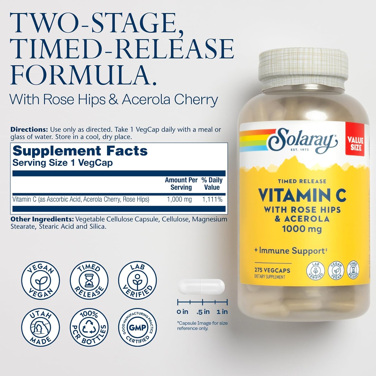 Wellness Bundle: SOLARAY Vitamin C 1000mg and Monolaurin 500mg - Immune Support & Antioxidant Boost